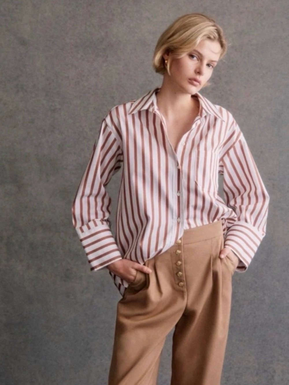 Sezane Bilma Stripped Oversized Button Down ✨🍂